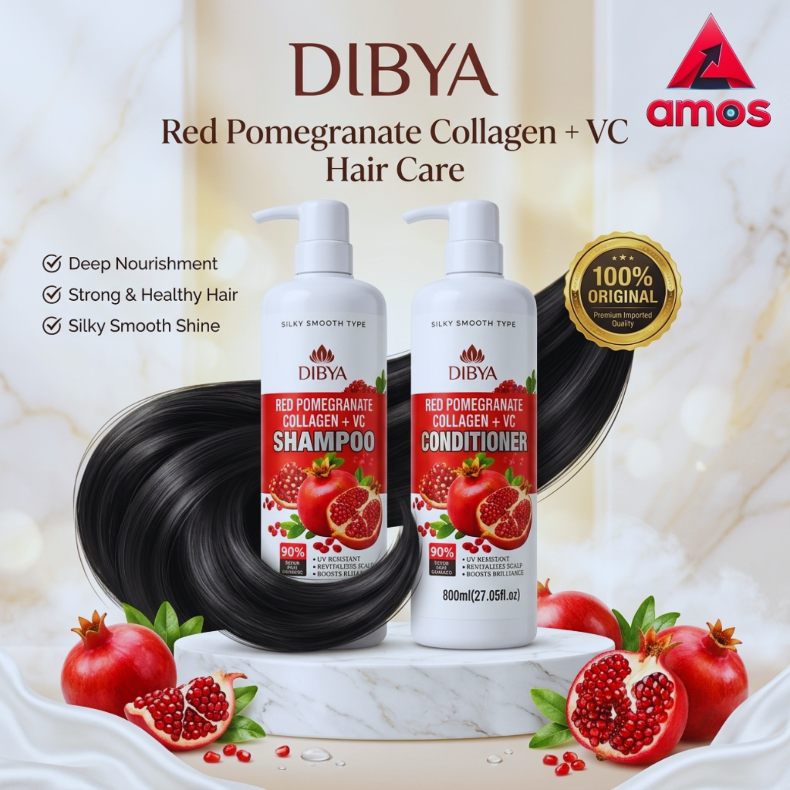 DIBYA Red Pomegranate Collagen + VC Hair Care (Combo)